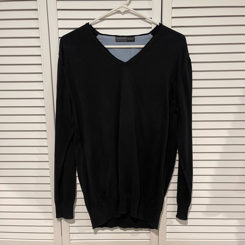 Zara man basic collection, size 42, black v- sweater shirt